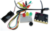 Figure 1: The micro:bit with connecting cables, a breadboard, and components.