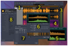 1 File management: Open more than one file, tab between them, and paste to new ones. 2 Zoom and regions: Quickly scale the view and create regions for looping and overdubs. 3 VU meters: High-precision metering to ensure no clips or glitches. 4 Spectrogram: Alongside the amplitude waveform, the spectrum shows the frequency range of audio over time. 5 FFT analysis: A spectrum view of a single slice of time. 6 Effects: Real-time previews from inside the plugin window and excellent noise reduction. 7 Routing: Control all inputs and outputs to PulseAudio. 8 Audio properties: Make notes, add artwork, and see region markers.