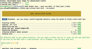 Figure 1: The Koel installation wizard is quick and informative.
