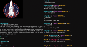 Figure 1: Spaceship Prompt's main features include a success or failure command indication, Git status, time format and directory colors with on-the-fly configuration, and background task notifications.